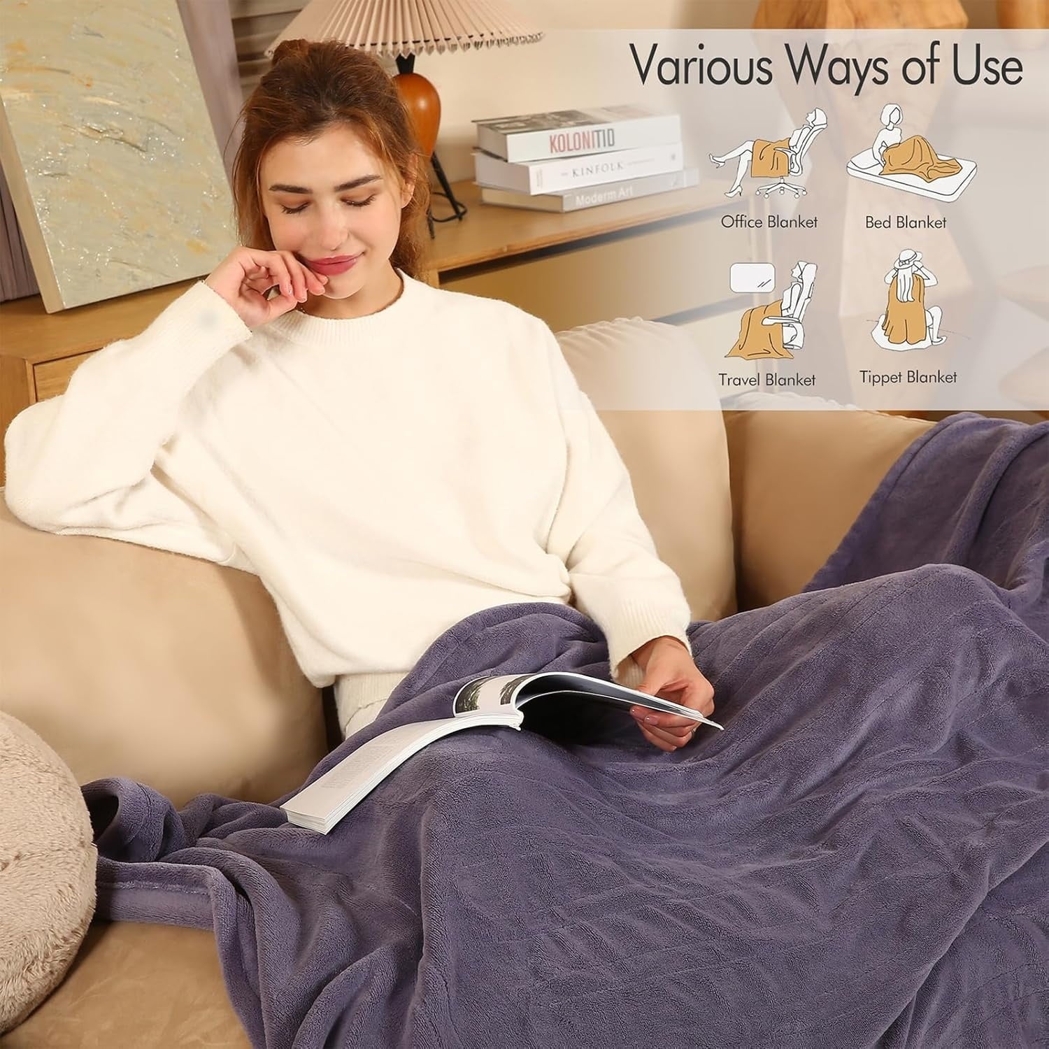 Electric Blanket Twin Size - 62"x84" Heated Blanket with Overheating Protection, Extremely Cozy Soft Fast Heating with 5 Levels &amp; 10 Hours Auto Off, Lavender Purple