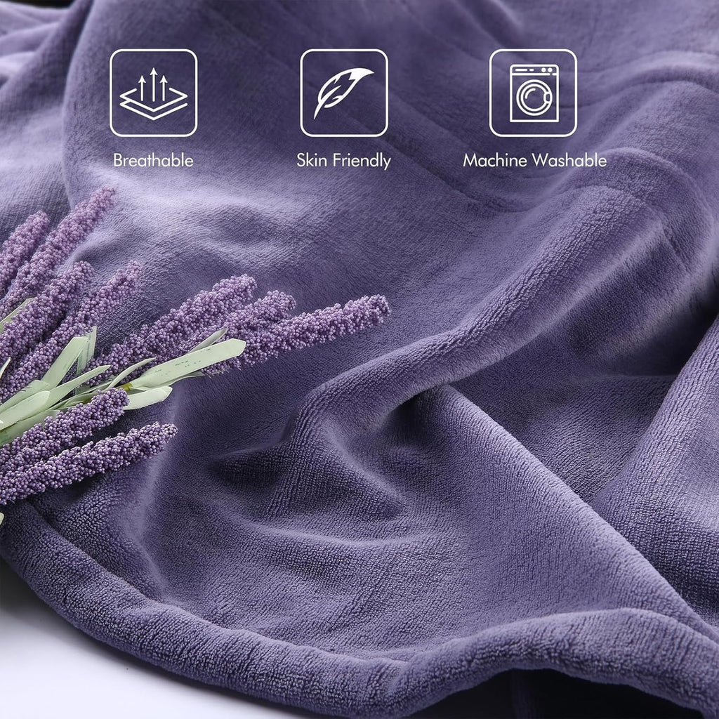 Electric Blanket Twin Size - 62"x84" Heated Blanket with Overheating Protection, Extremely Cozy Soft Fast Heating with 5 Levels &amp; 10 Hours Auto Off, Lavender Purple