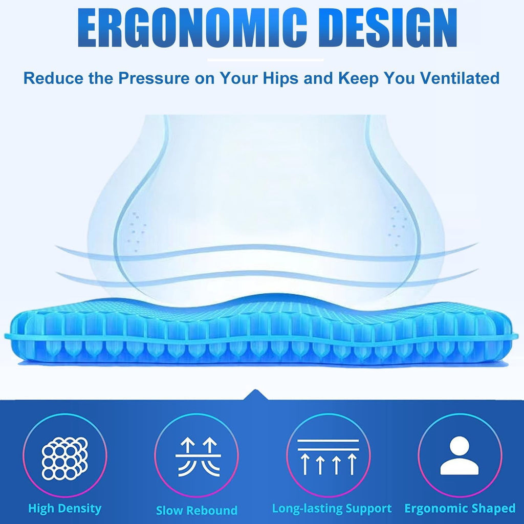 Gel Seat Cushion - Non-Slip Egg Seat Cushion Chair Pads - Office Chair Car Seat Cushion for Sciatica &amp; Back Pain Relief - Coccyx Cushion for Home, Wheelchair, Computer, Desk Chair, Truck