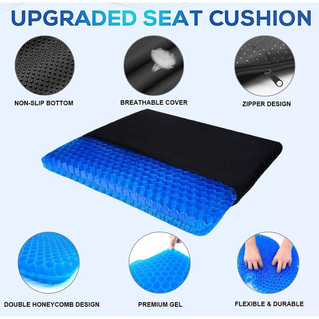 Gel Seat Cushion - Non-Slip Egg Seat Cushion Chair Pads - Office Chair Car Seat Cushion for Sciatica &amp; Back Pain Relief - Coccyx Cushion for Home, Wheelchair, Computer, Desk Chair, Truck