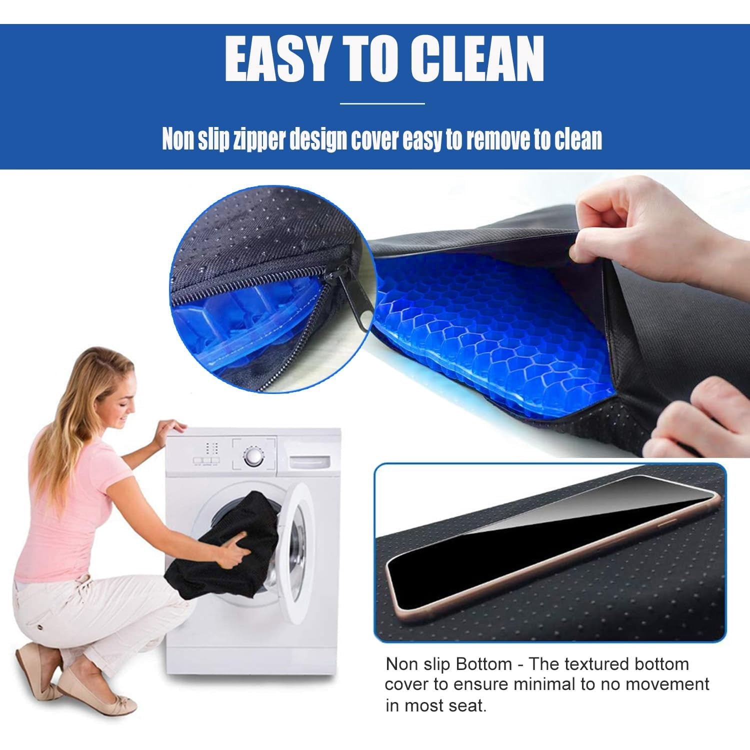 Gel Seat Cushion - Non-Slip Egg Seat Cushion Chair Pads - Office Chair Car Seat Cushion for Sciatica &amp; Back Pain Relief - Coccyx Cushion for Home, Wheelchair, Computer, Desk Chair, Truck