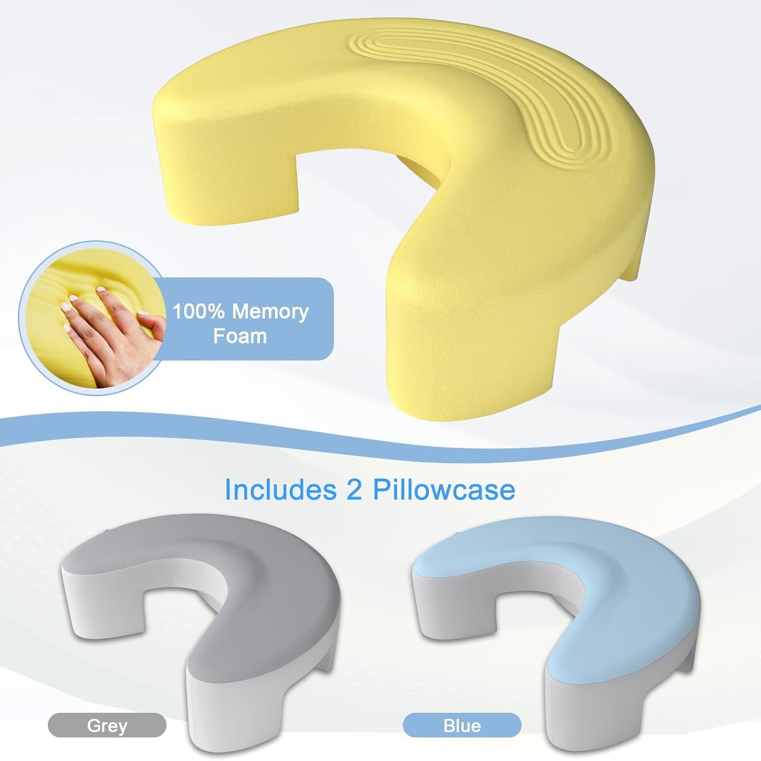 Side Sleeper Pillow for Adults, Side Sleeper Pillow with Arm Holes -arm Pillow, 2Pcs Pillowcase, Ergonomic Memory Foam Pillow for Cervical, Neck, Shoulder &amp; Rotator Cuff Pain Relief