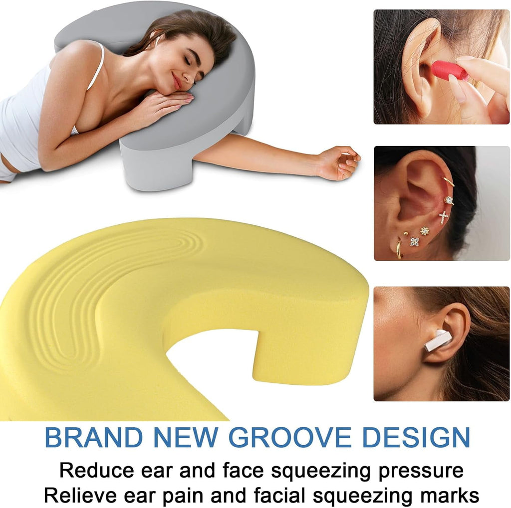 Side Sleeper Pillow for Adults, Side Sleeper Pillow with Arm Holes -arm Pillow, 2Pcs Pillowcase, Ergonomic Memory Foam Pillow for Cervical, Neck, Shoulder &amp; Rotator Cuff Pain Relief