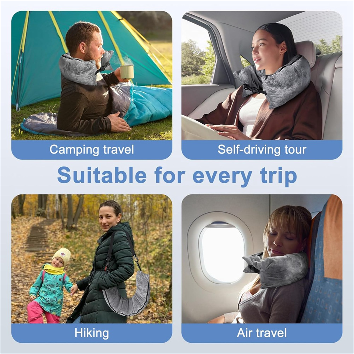 2Pack Stuffable Travel Pillow for Extra Luggage, Velvet Travel Neck Pillow with Ad G3235