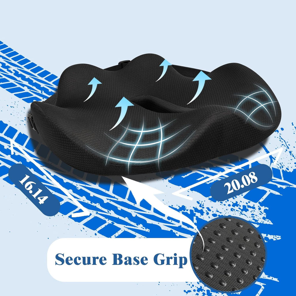X-Large Seat Cushion for Truck Driver, Upgraded Cushion for Back Support and Pain Relief, Memory Foam with Non-Slip Washable Cover, Relieves Long-Term Truck Sitting and Pain Black