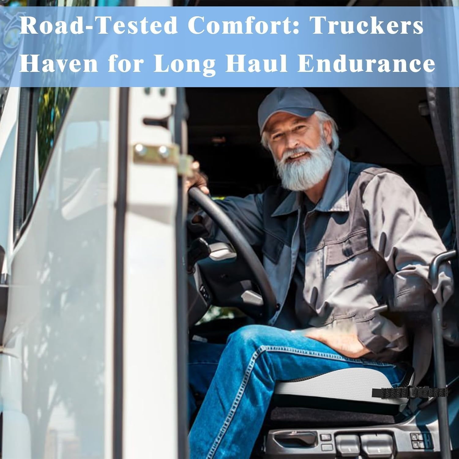 X-Large Seat Cushion for Truck Driver, Upgraded Cushion for Back Support and Pain Relief, Memory Foam with Non-Slip Washable Cover, Relieves Long-Term Truck Sitting and Pain Black