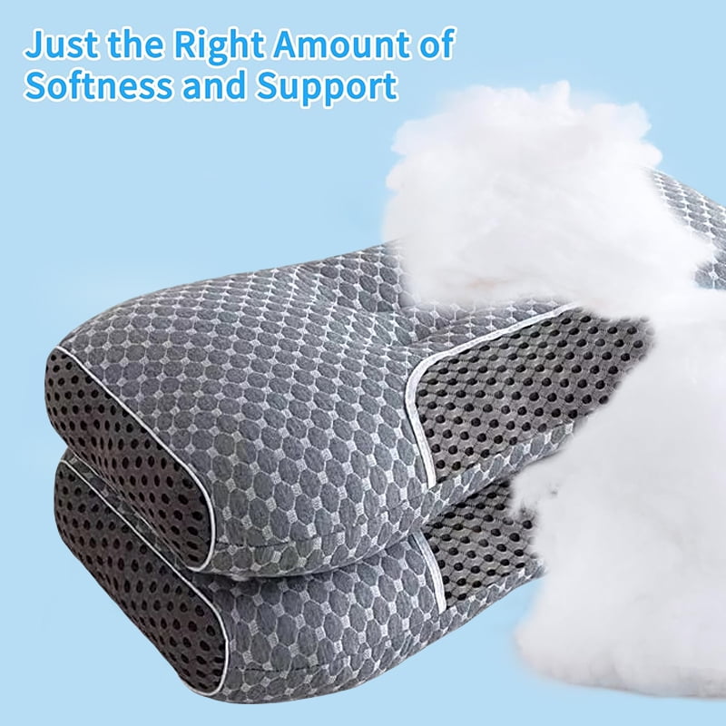 Ergonomic pillow 2-piece set, brand-new upgraded bed pillow, used for back, side, stomach sleeper, neck and shoulder support, standard size, gray.