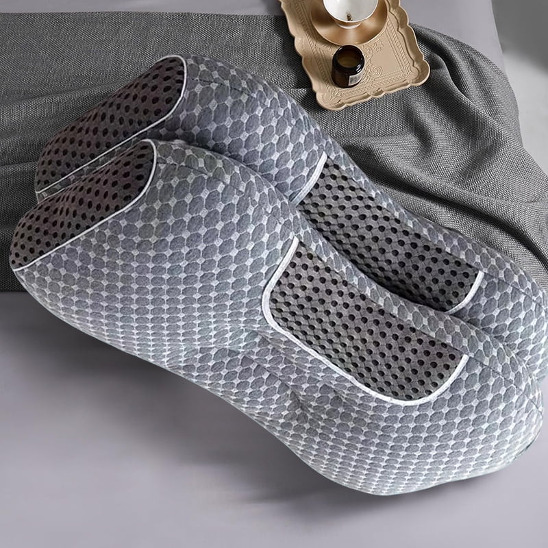 Ergonomic pillow 2-piece set, brand-new upgraded bed pillow, used for back, side, stomach sleeper, neck and shoulder support, standard size, gray.