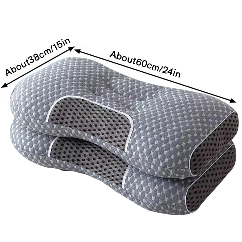 Ergonomic pillow 2-piece set, brand-new upgraded bed pillow, used for back, side, stomach sleeper, neck and shoulder support, standard size, gray.