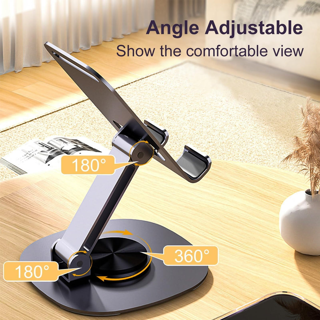 360 Rotating Phone Holder for Desk, Portable &amp; Foldable Cell Phone Stand for Office &amp; Kitchen, Adjustable Tablet Stand for All Mobile Phones, iPhone, iPad, Nintendo Switch (Metal Purple)