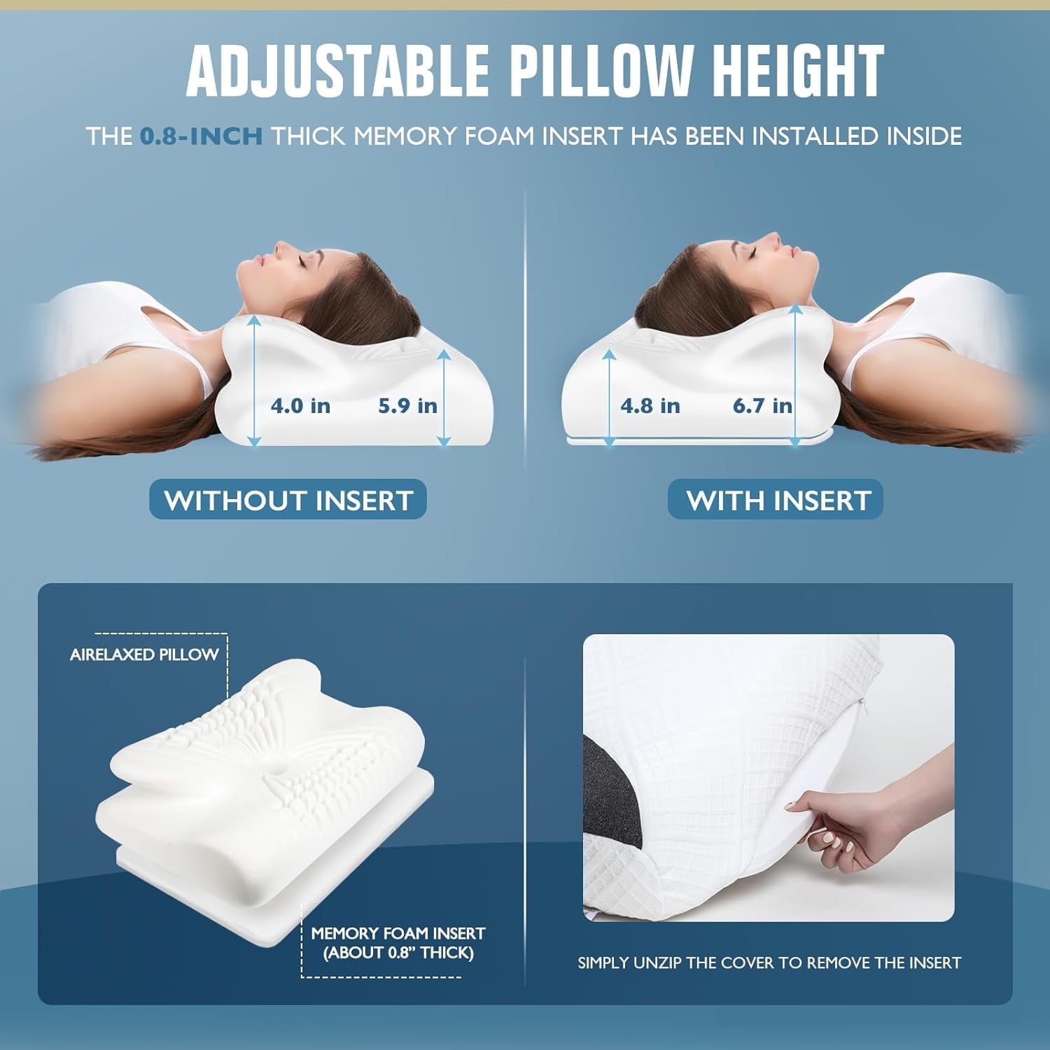 Cervical Pillow for Neck Pain Relief Sleeping, 100% Memory Foam Contour Pillows