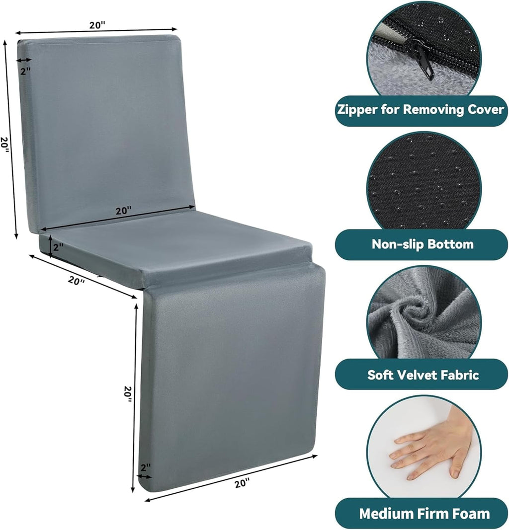 3-in-1 Recliner Seat Cushion with Lumbar Support Pillow &amp; Footrest, Multi-Functional Adjustable Height 2" to 6" for You to Choose, Non-Slip Foam Chair Cushion for Elderly, Light Grey