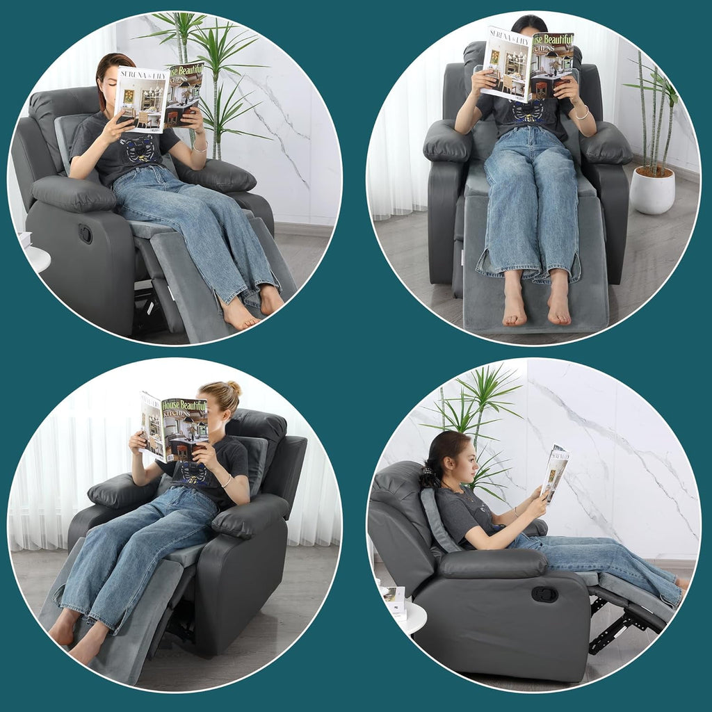 3-in-1 Recliner Seat Cushion with Lumbar Support Pillow &amp; Footrest, Multi-Functional Adjustable Height 2" to 6" for You to Choose, Non-Slip Foam Chair Cushion for Elderly, Light Grey