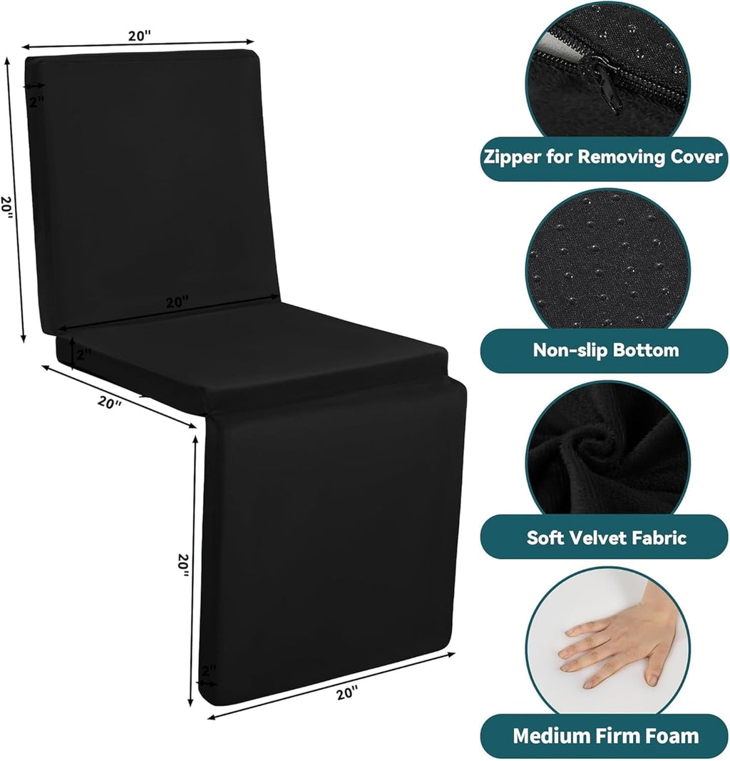3-in-1 Recliner Seat Cushion with Lumbar Support Pillow &amp; Footrest, Multi-Functional Adjustable Height 2" to 6" for You to Choose, Non-Slip Foam Chair Cushion for Elderly, Light Grey