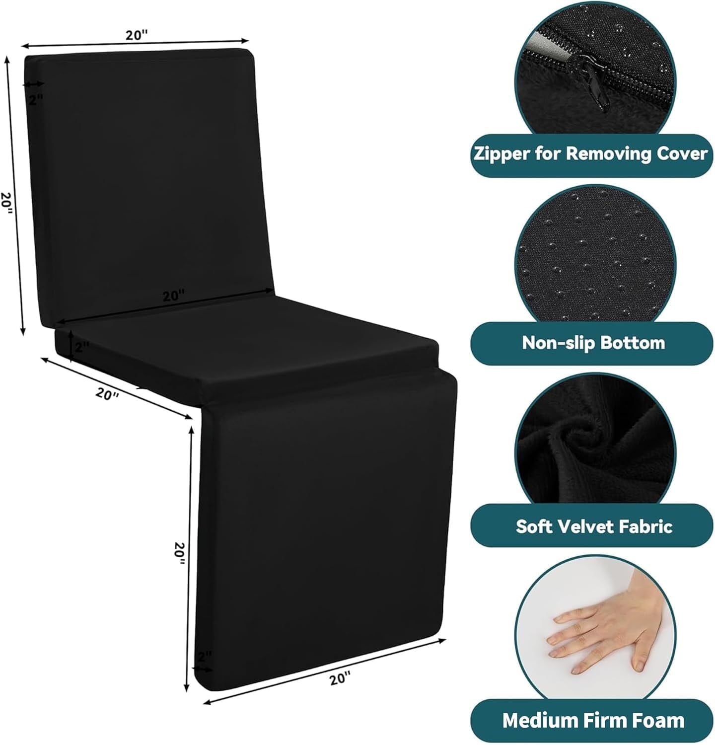 3-in-1 Recliner Seat Cushion with Lumbar Support Pillow &amp; Footrest, Multi-Functional Adjustable Height 2" to 6" for You to Choose, Non-Slip Foam Chair Cushion for Elderly, Light Grey