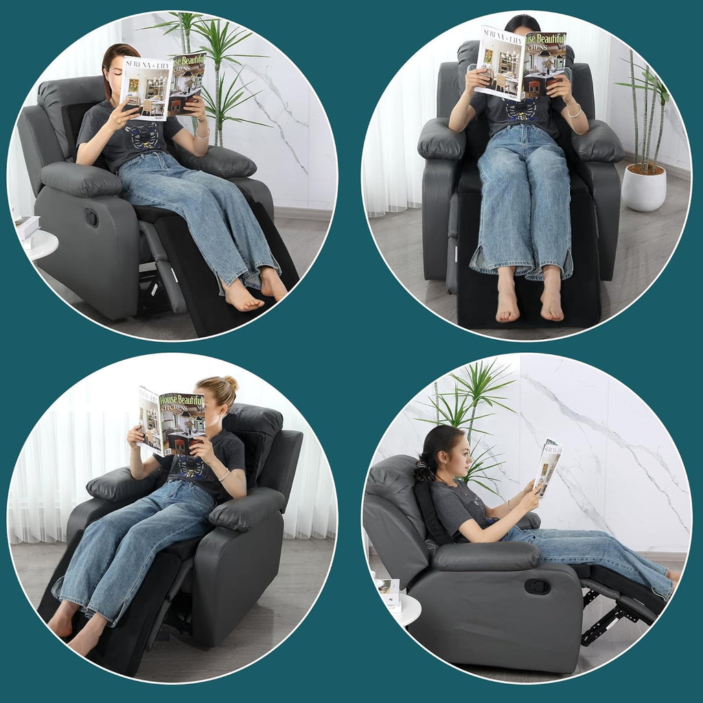 3-in-1 Recliner Seat Cushion with Lumbar Support Pillow &amp; Footrest, Multi-Functional Adjustable Height 2" to 6" for You to Choose, Non-Slip Foam Chair Cushion for Elderly, Light Grey