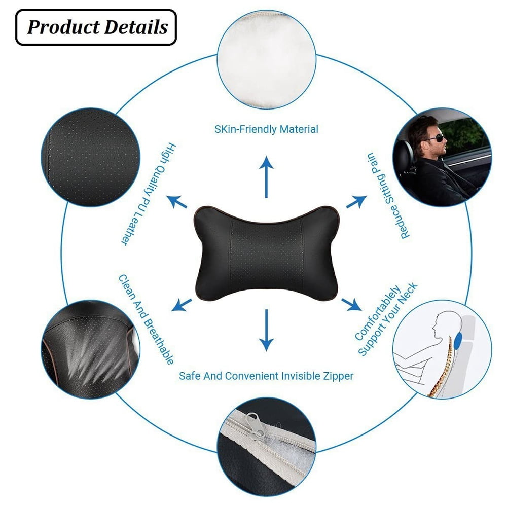 2Pcs Car Neck Pillow Breathable Head Rest Cushion Neck Support Headrest Comfortable Soft for Travel