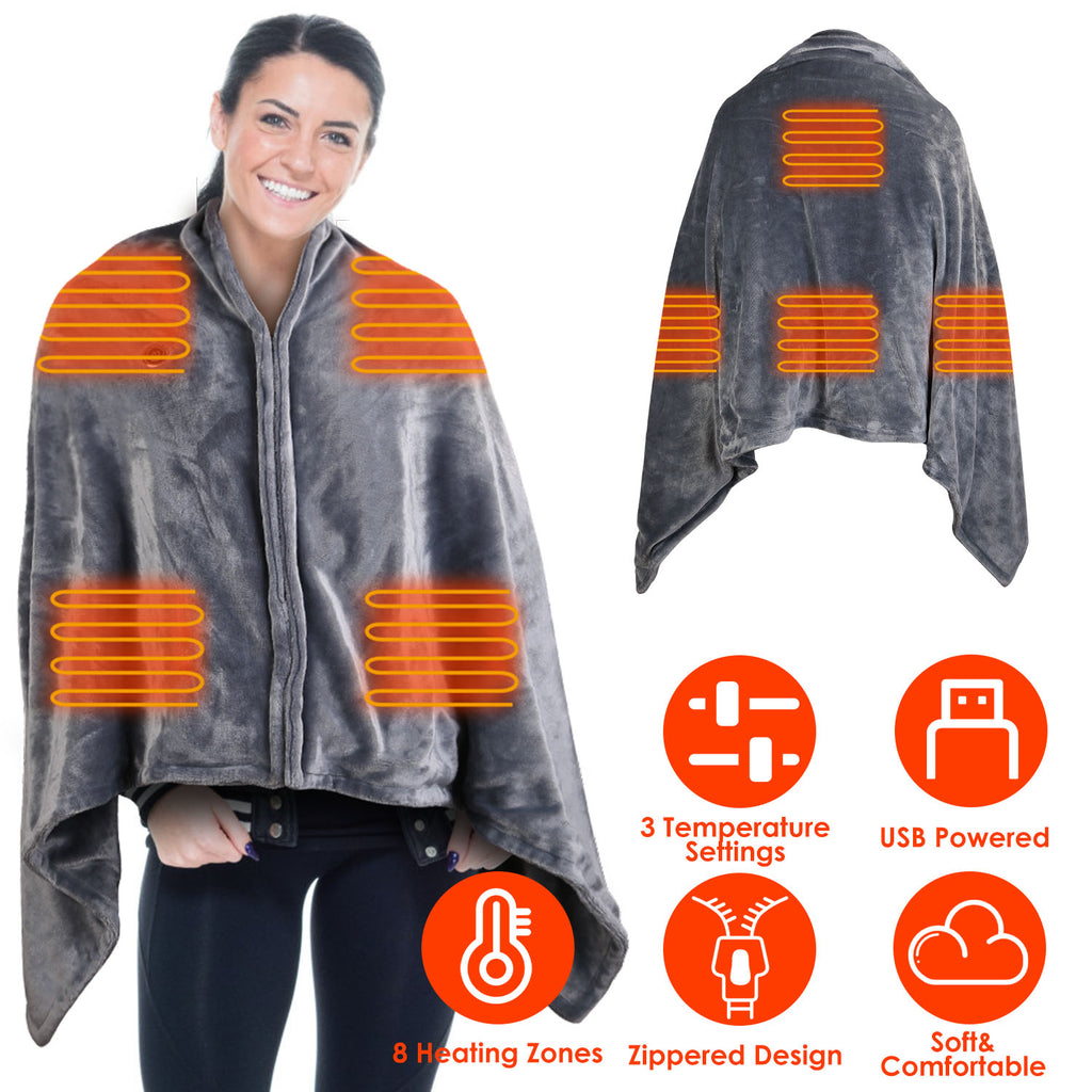 59"x31" Cordless Heated Blanket Battery Operated Portable Electric Heated Shawl 3 Temp Wearable Heating Blanket for Indoor Outdoor