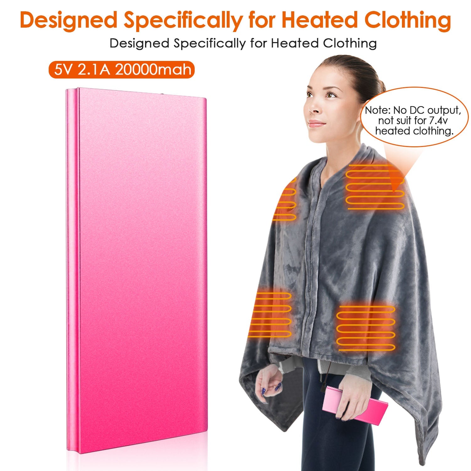 59"x31" Cordless Heated Blanket Battery Operated Portable Electric Heated Shawl 3 Temp Wearable Heating Blanket for Indoor Outdoor