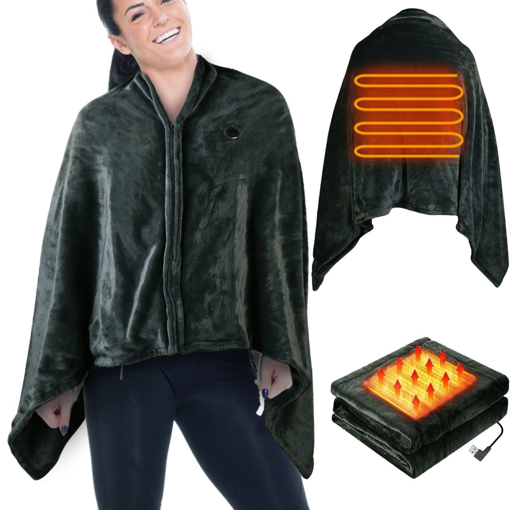 59"x31" Cordless Heated Blanket Battery Operated Portable Electric Heated Shawl 3 Temp Wearable Heating Blanket for Indoor Outdoor
