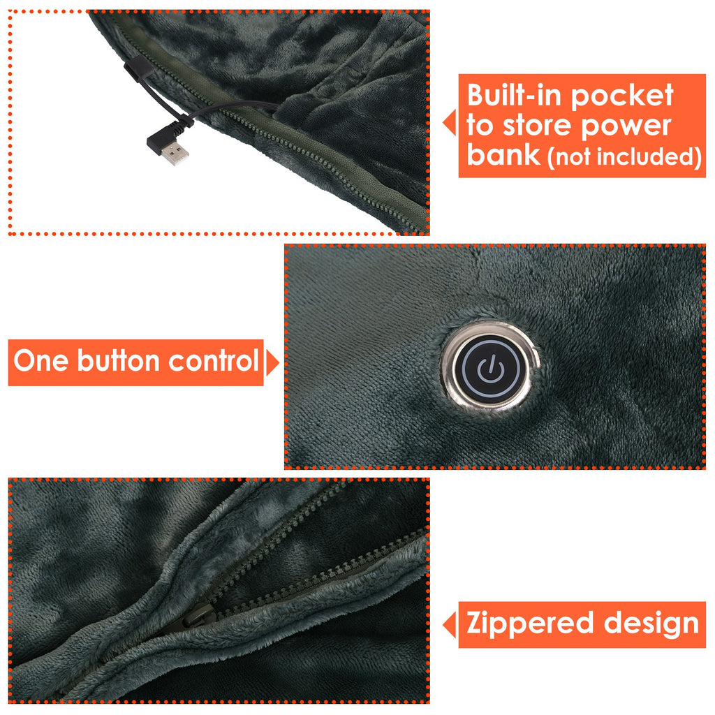 59"x31" Cordless Heated Blanket Battery Operated Portable Electric Heated Shawl 3 Temp Wearable Heating Blanket for Indoor Outdoor