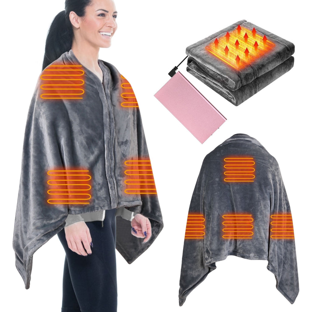 59"x31" Cordless Heated Blanket Battery Operated Portable Electric Heated Shawl 3 Temp Wearable Heating Blanket for Indoor Outdoor