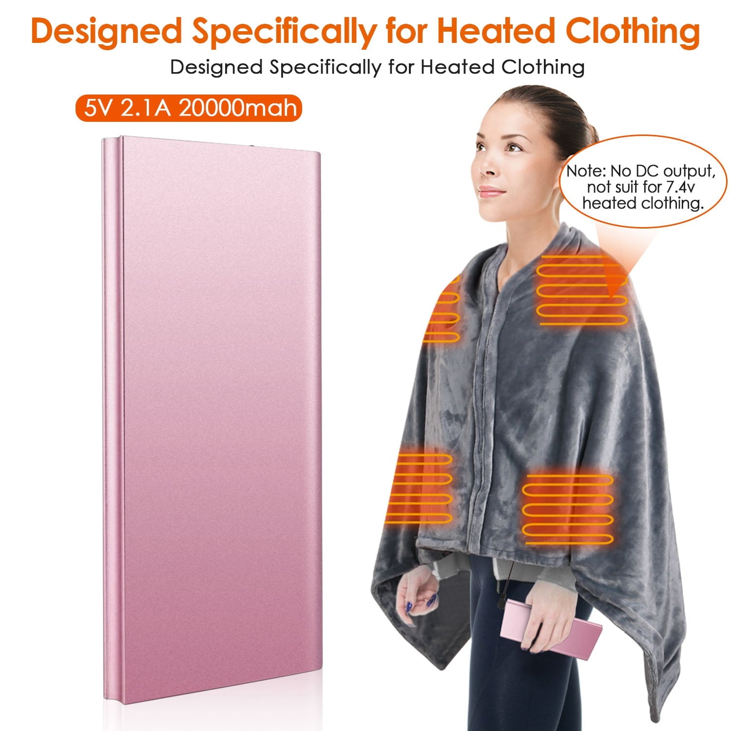 59"x31" Cordless Heated Blanket Battery Operated Portable Electric Heated Shawl 3 Temp Wearable Heating Blanket for Indoor Outdoor