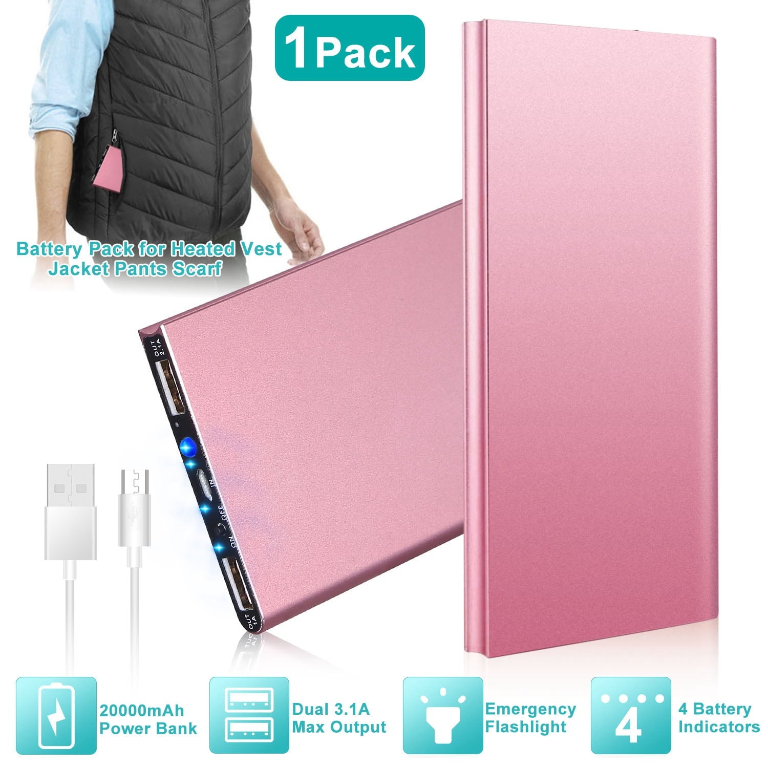 59"x31" Cordless Heated Blanket Battery Operated Portable Electric Heated Shawl 3 Temp Wearable Heating Blanket for Indoor Outdoor