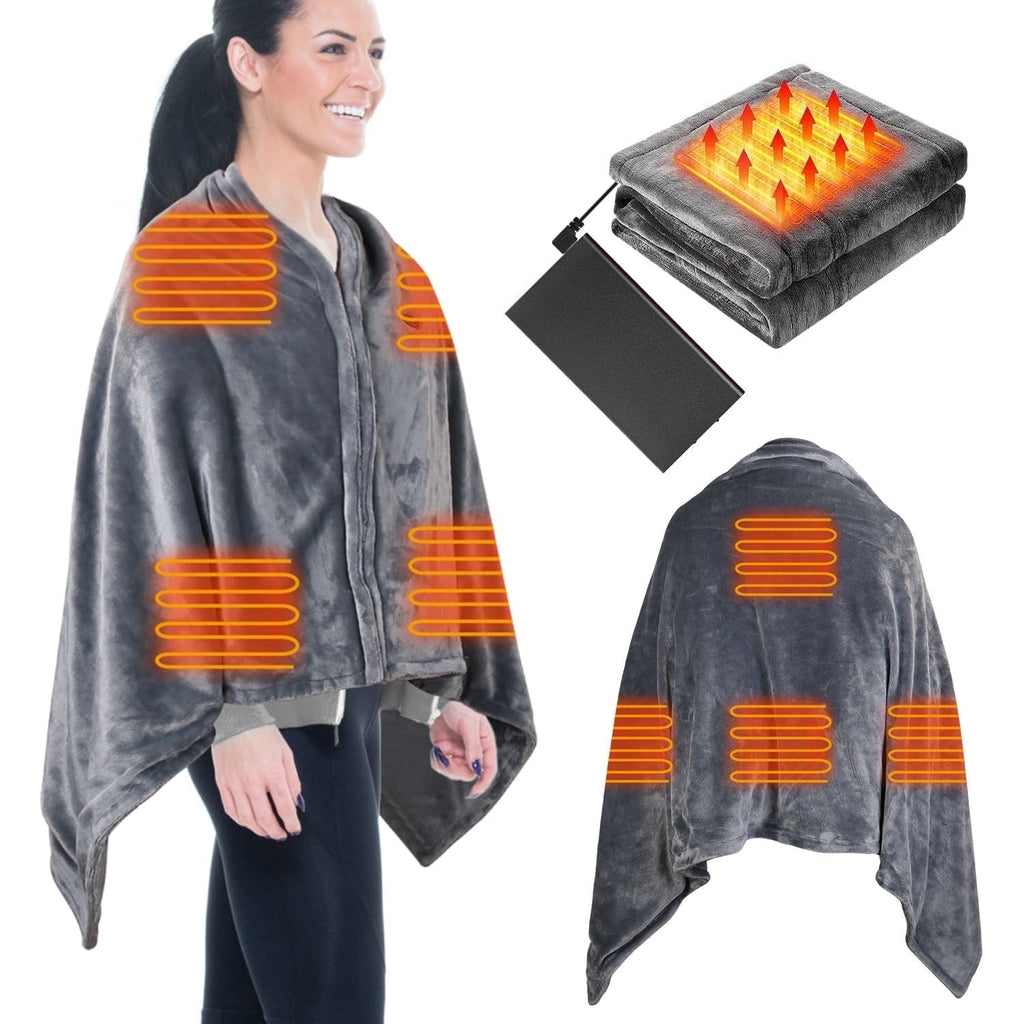 59"x31" Cordless Heated Blanket Battery Operated Portable Electric Heated Shawl 3 Temp Wearable Heating Blanket for Indoor Outdoor
