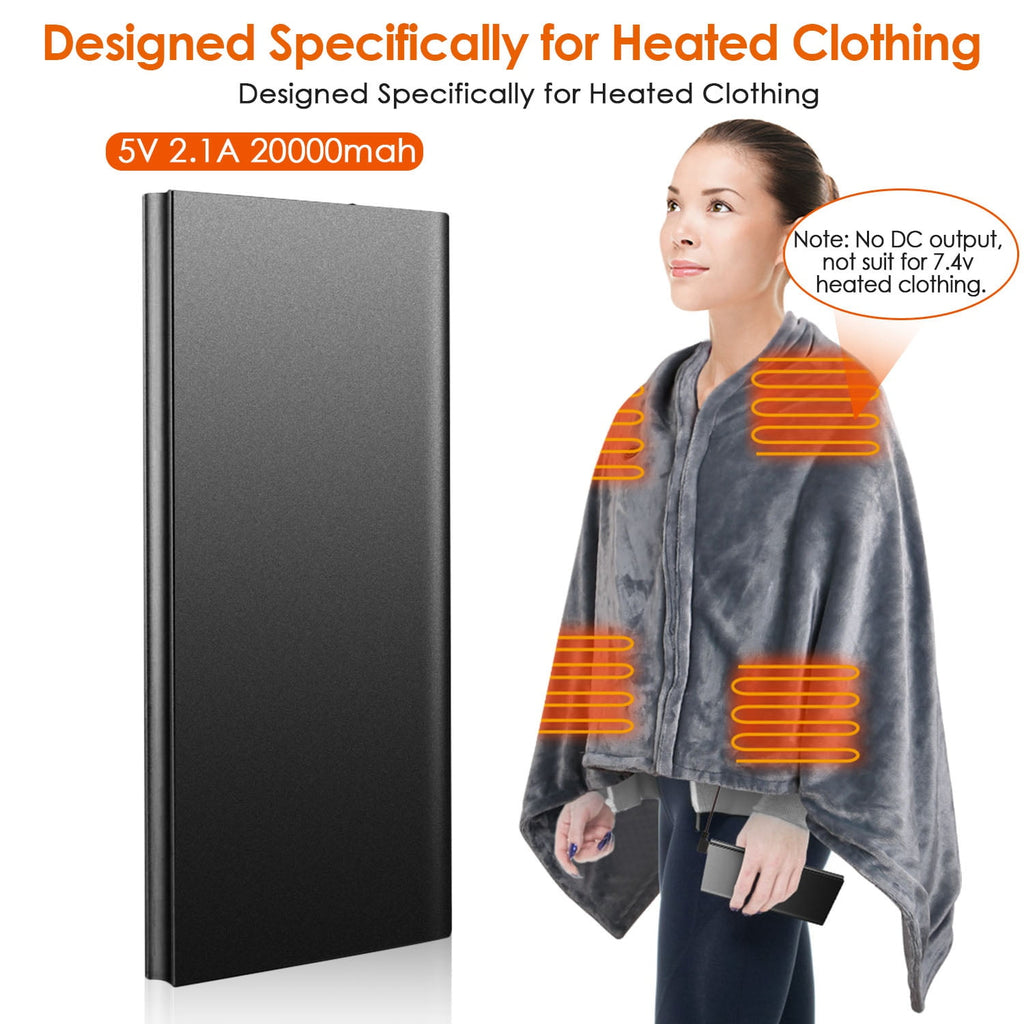 59"x31" Cordless Heated Blanket Battery Operated Portable Electric Heated Shawl 3 Temp Wearable Heating Blanket for Indoor Outdoor