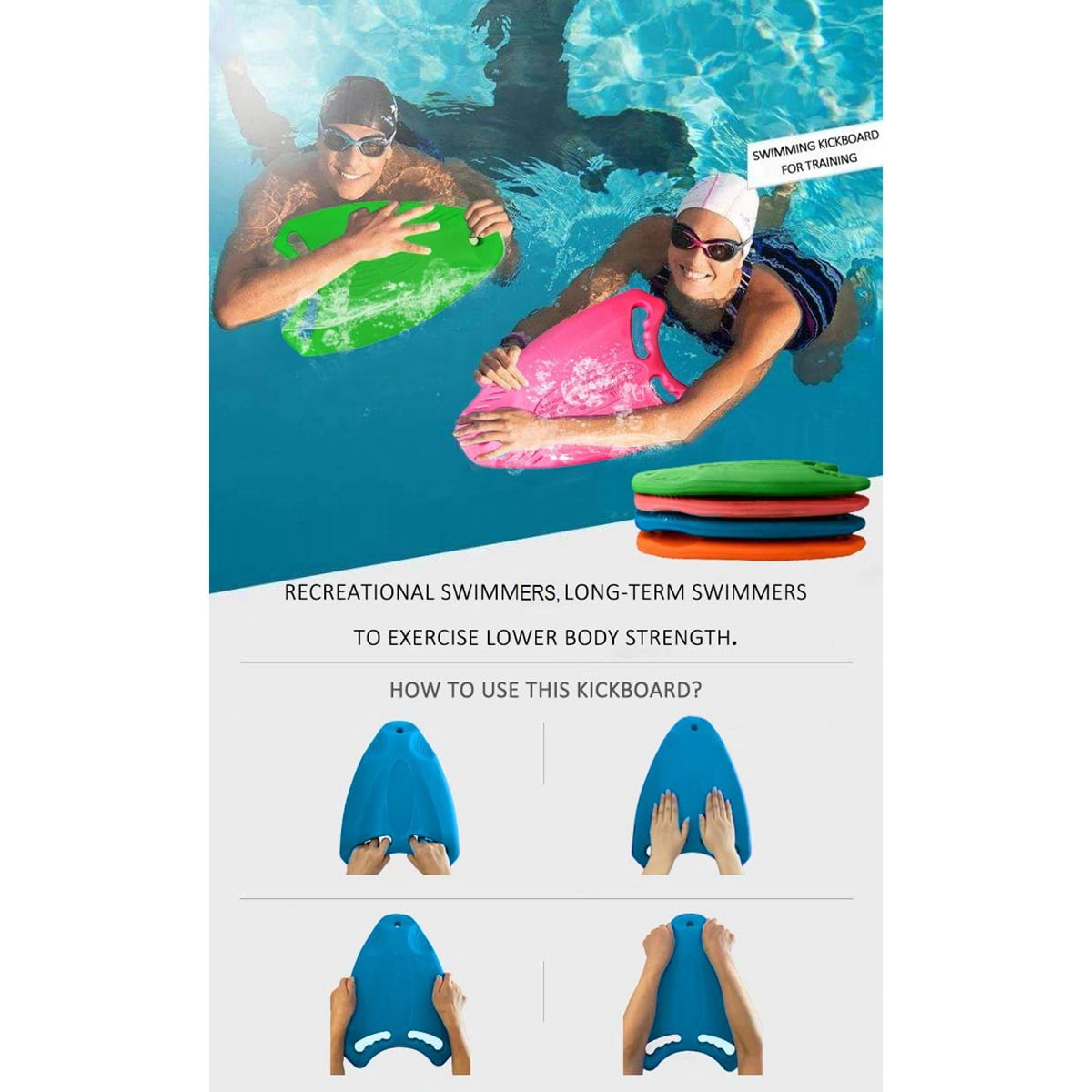 Ziloco Lightweight Adults Swimming Kickboard, EVA Blue, 14.96 x 11.02 x 1.18 Inches