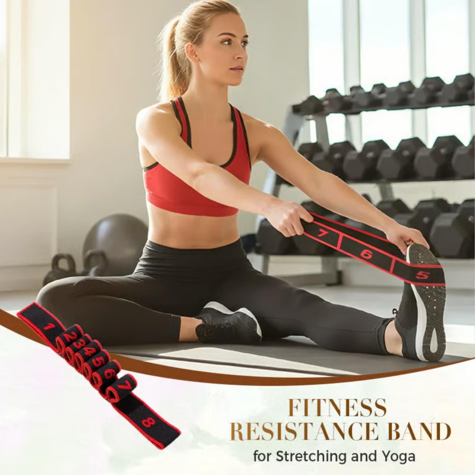 Fitness Resistance Band for Stretching and Yoga,Number Resistance Band,Fitness Resistance Bands with Numbers,Fitness Resistance Bands Numbered,Divided Into Different Tiers, Levels