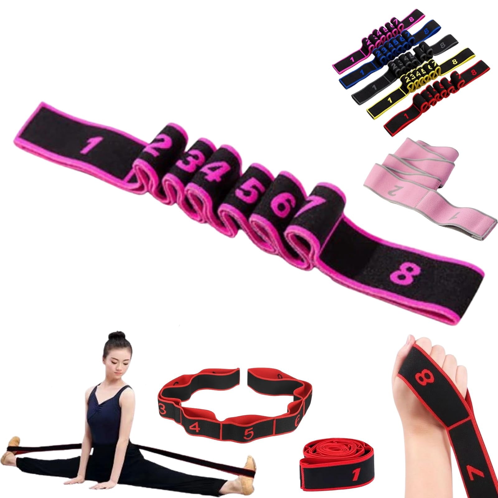 Fitness Resistance Band for Stretching and Yoga,Number Resistance Band,Fitness Resistance Bands with Numbers,Fitness Resistance Bands Numbered,Divided Into Different Tiers, Levels