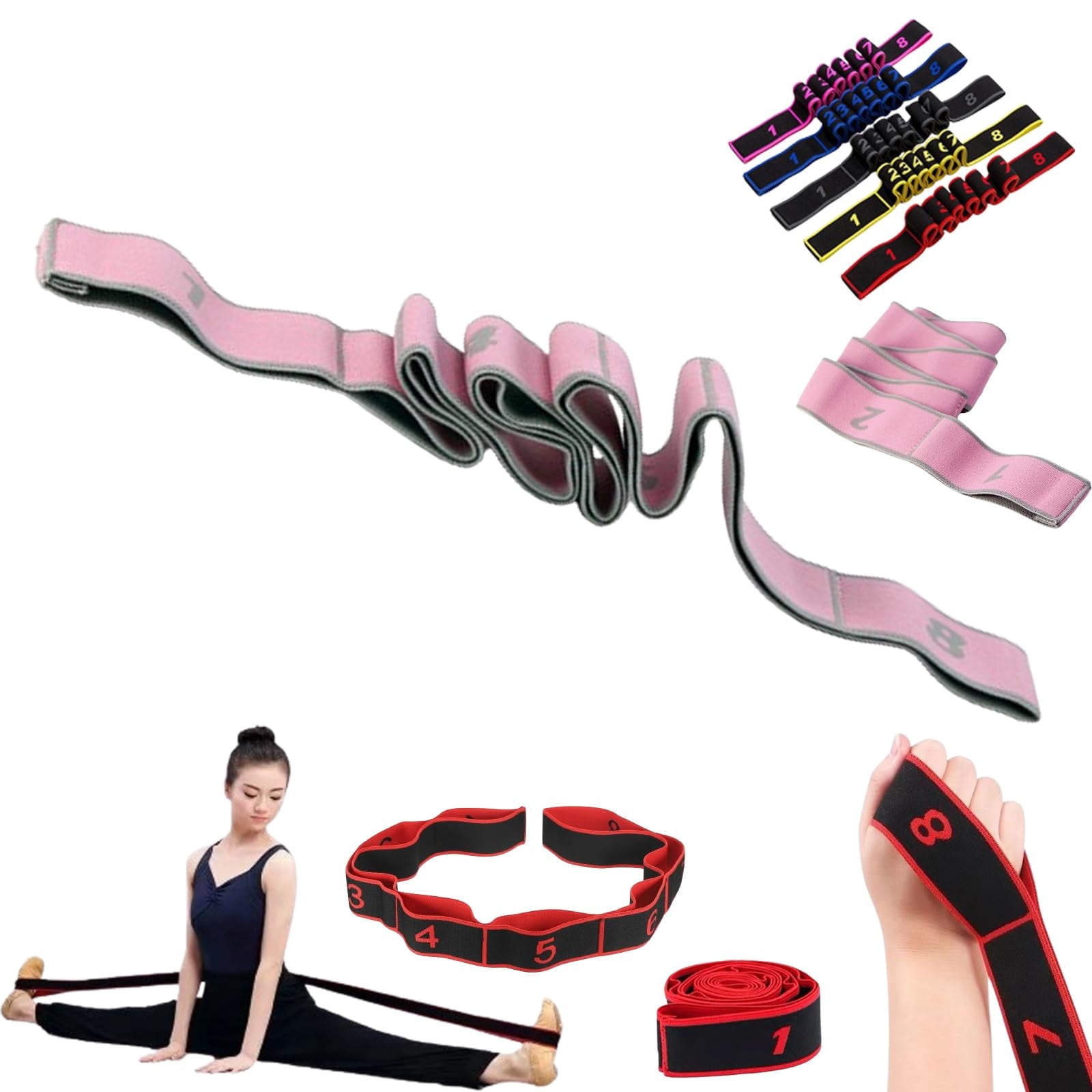 Fitness Resistance Band for Stretching and Yoga,Number Resistance Band,Fitness Resistance Bands with Numbers,Fitness Resistance Bands Numbered,Divided Into Different Tiers, Levels