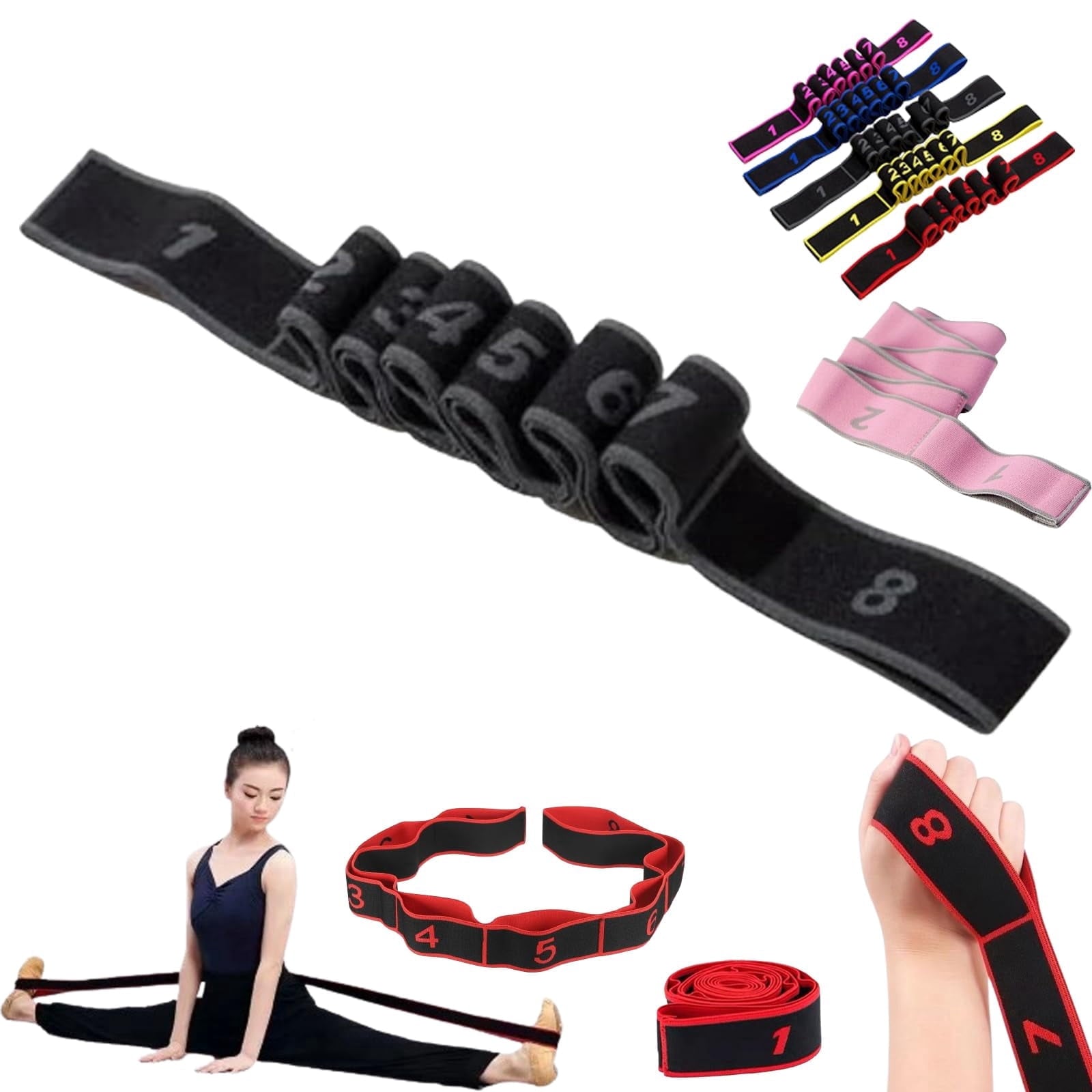 Fitness Resistance Band for Stretching and Yoga,Number Resistance Band,Fitness Resistance Bands with Numbers,Fitness Resistance Bands Numbered,Divided Into Different Tiers, Levels