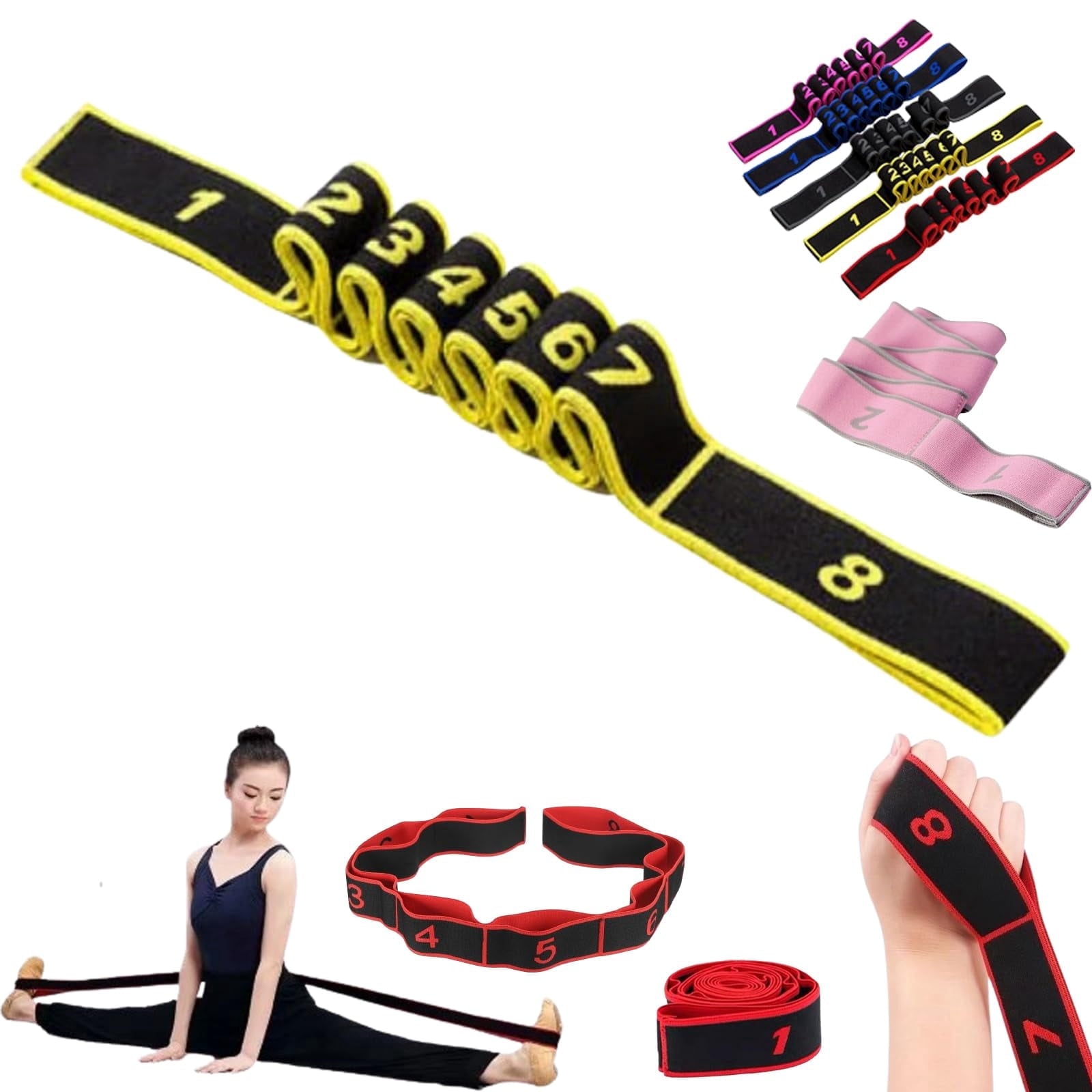 Fitness Resistance Band for Stretching and Yoga,Number Resistance Band,Fitness Resistance Bands with Numbers,Fitness Resistance Bands Numbered,Divided Into Different Tiers, Levels