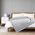 Light Gray 50"x60" Heated Throw Blanket, Dual-Sided Flannel &amp; Sherpa Electric Blanket, 9 Heat Levels &amp; 2-10 Hr Auto Shut-Off, Machine Washable