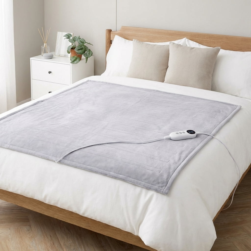 Light Gray 50"x60" Heated Throw Blanket, Dual-Sided Flannel &amp; Sherpa Electric Blanket, 9 Heat Levels &amp; 2-10 Hr Auto Shut-Off, Machine Washable