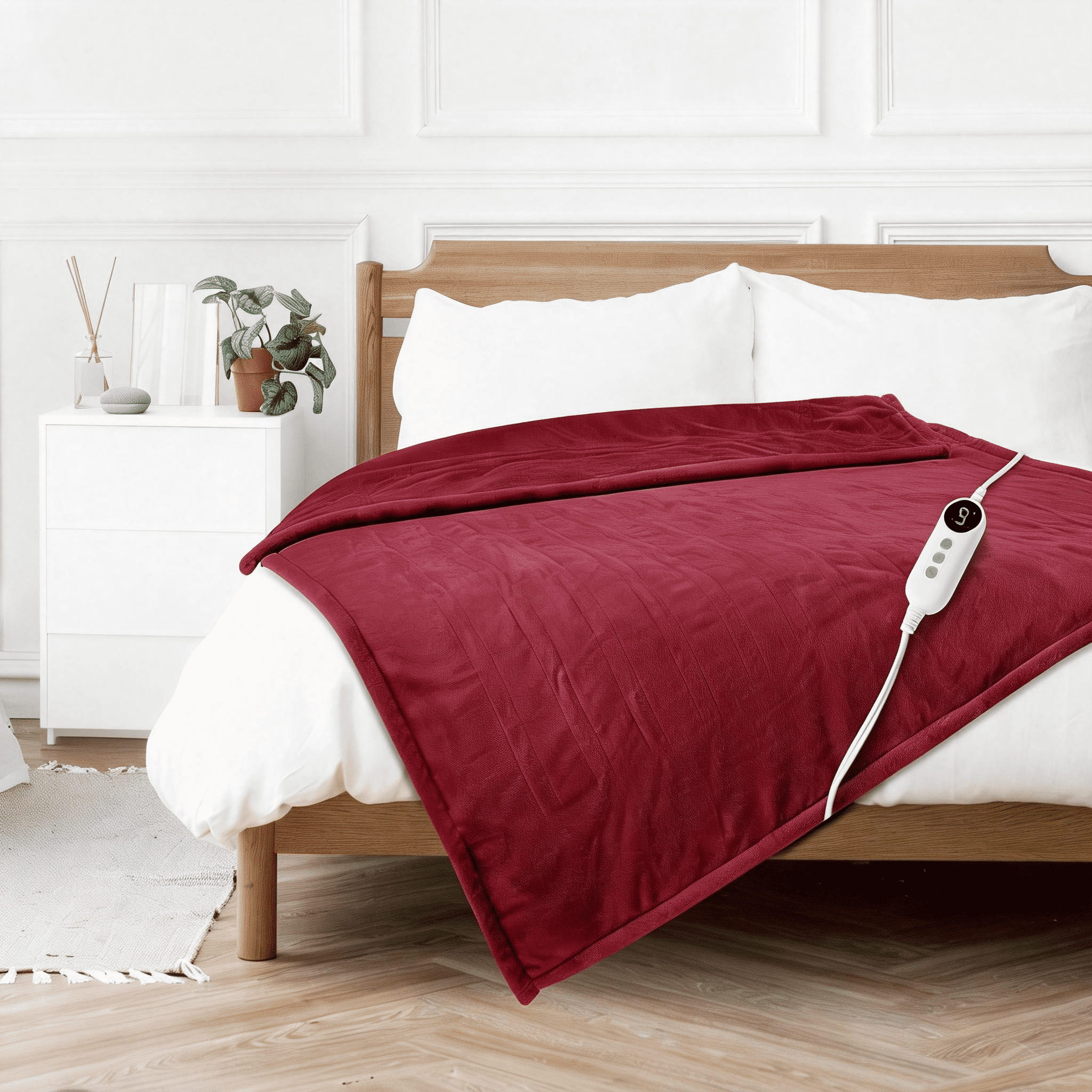 Light Gray 50"x60" Heated Throw Blanket, Dual-Sided Flannel &amp; Sherpa Electric Blanket, 9 Heat Levels &amp; 2-10 Hr Auto Shut-Off, Machine Washable