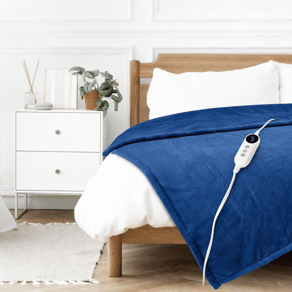 Light Gray 50"x60" Heated Throw Blanket, Dual-Sided Flannel &amp; Sherpa Electric Blanket, 9 Heat Levels &amp; 2-10 Hr Auto Shut-Off, Machine Washable