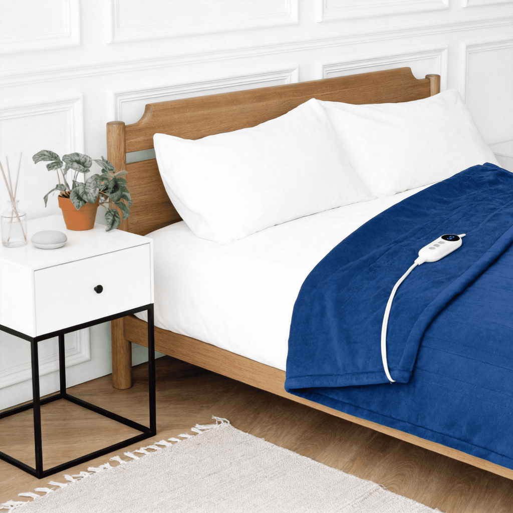 Light Gray 50"x60" Heated Throw Blanket, Dual-Sided Flannel &amp; Sherpa Electric Blanket, 9 Heat Levels &amp; 2-10 Hr Auto Shut-Off, Machine Washable