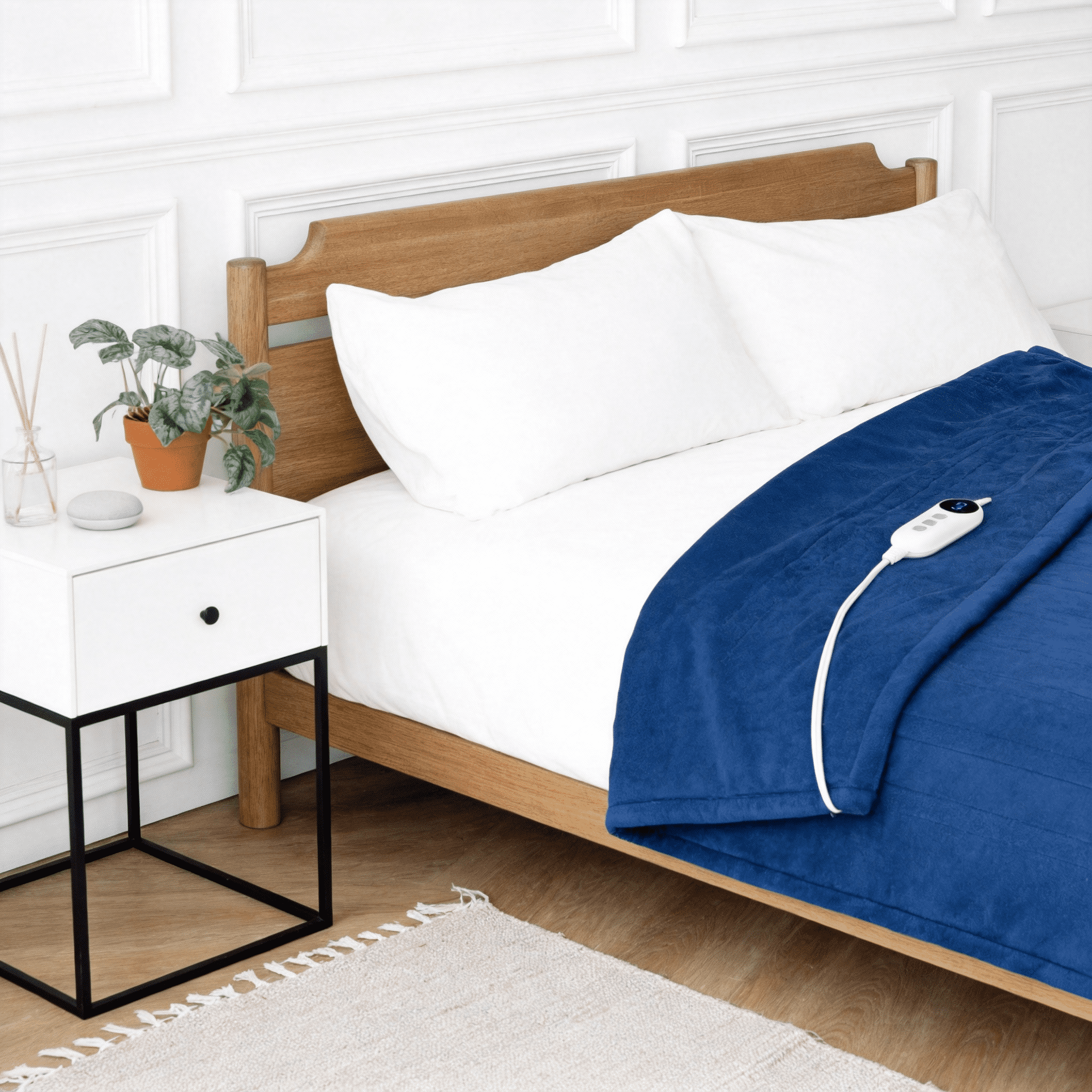Light Gray 50"x60" Heated Throw Blanket, Dual-Sided Flannel &amp; Sherpa Electric Blanket, 9 Heat Levels &amp; 2-10 Hr Auto Shut-Off, Machine Washable