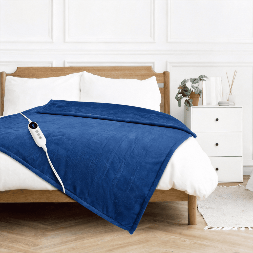 Light Gray 50"x60" Heated Throw Blanket, Dual-Sided Flannel &amp; Sherpa Electric Blanket, 9 Heat Levels &amp; 2-10 Hr Auto Shut-Off, Machine Washable