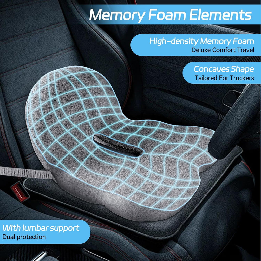 Trucker seat Cushions for Long Sitting, semi Truck seat Cushion with Lumbar Support, Truck seat Cushion for Back Pain and Supporting The HIPS, Trucker Essentials