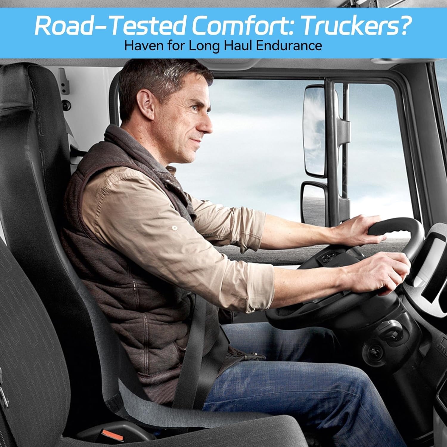 Trucker seat Cushions for Long Sitting, semi Truck seat Cushion with Lumbar Support, Truck seat Cushion for Back Pain and Supporting The HIPS, Trucker Essentials