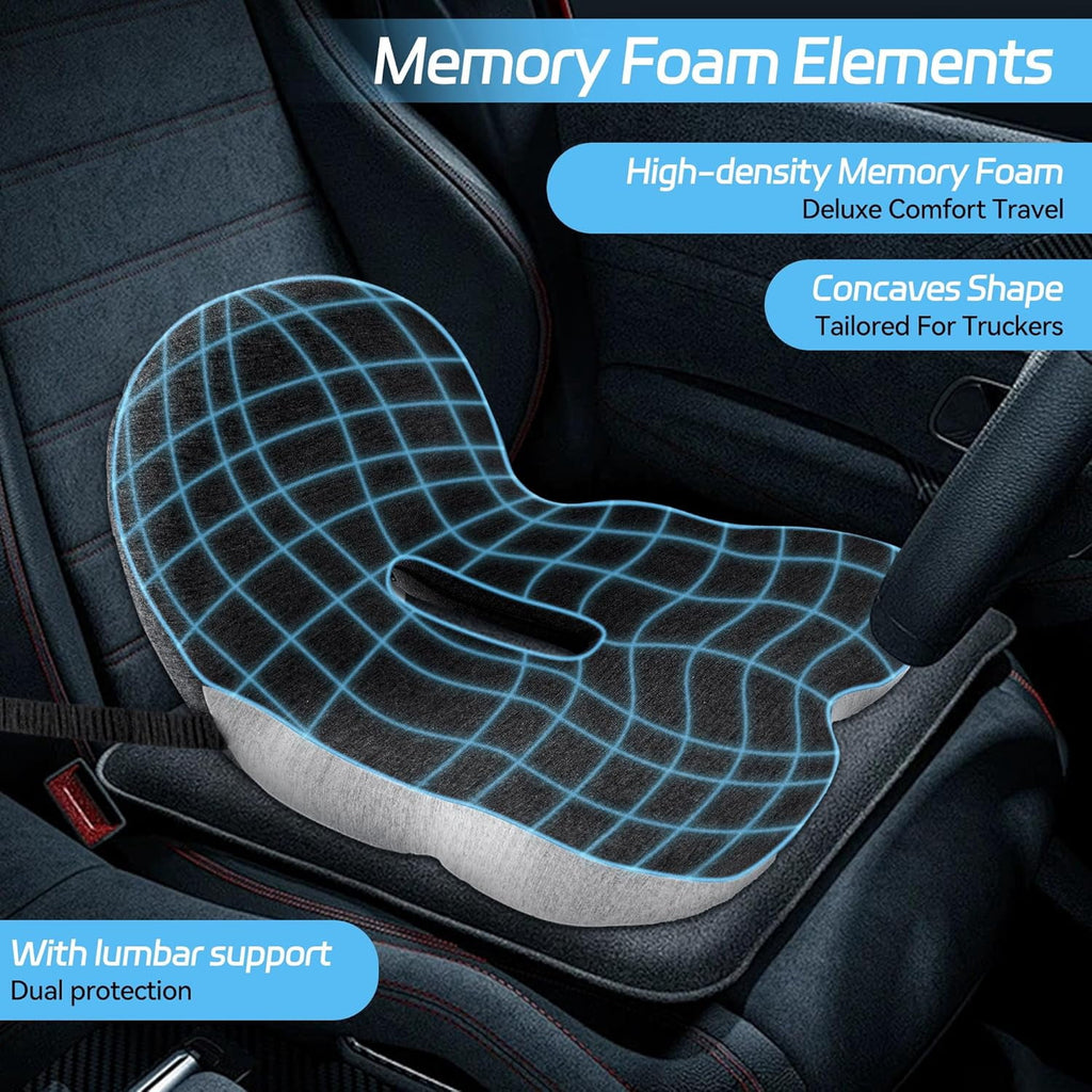 Trucker seat Cushions for Long Sitting, semi Truck seat Cushion with Lumbar Support, Truck seat Cushion for Back Pain and Supporting The HIPS, Trucker Essentials