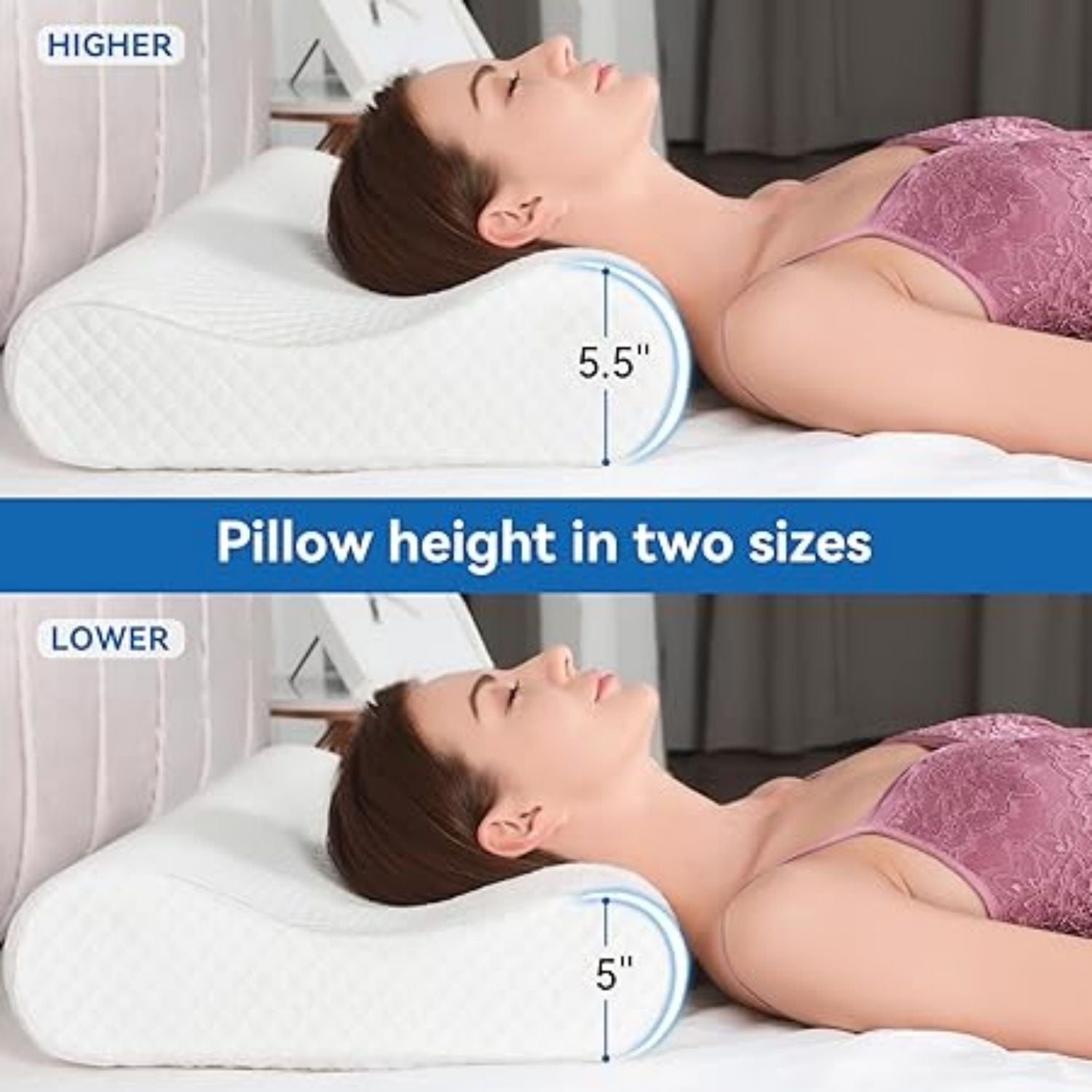 32" King Size  Memory Foam Pillow, Cervical Pillow for Neck Pain Relief, Neck Orthopedic  Pillows for Side, Back and Stomach S pers