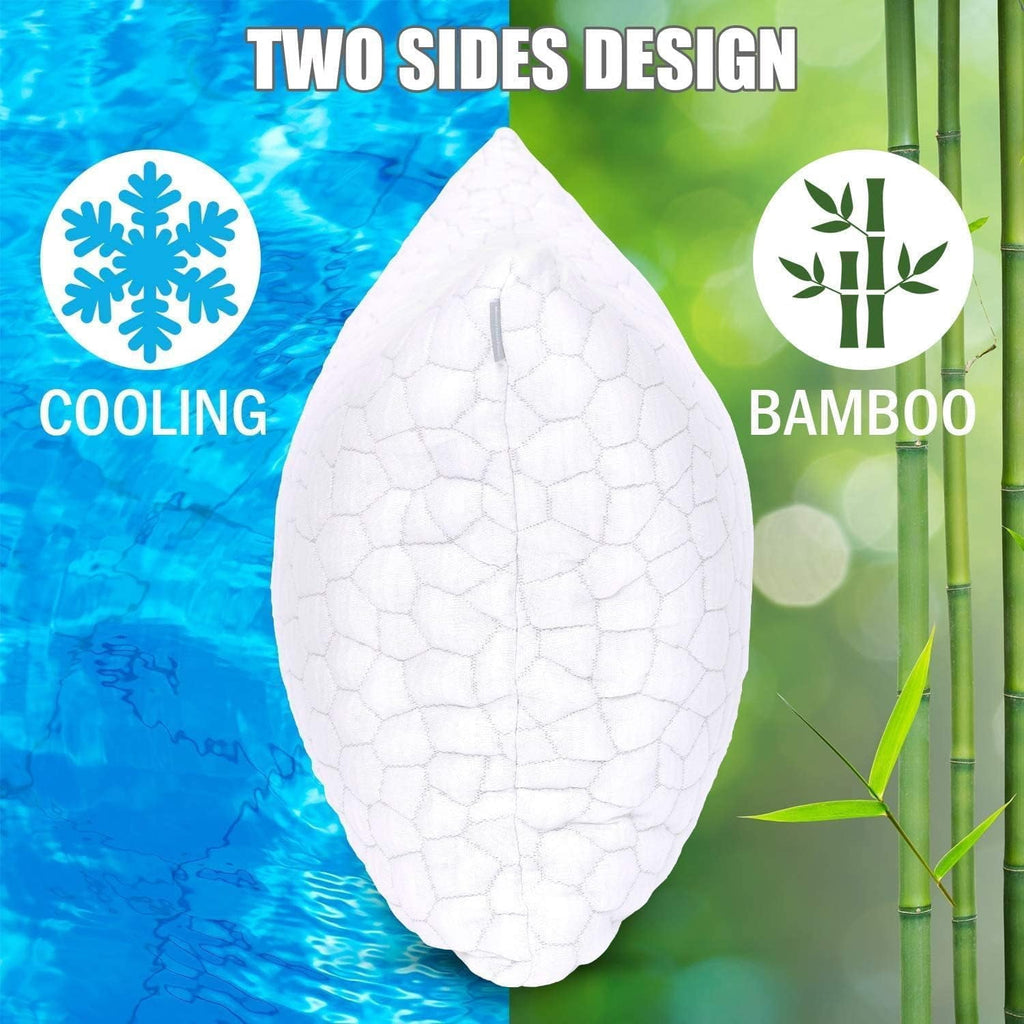 Shredded Memory Foam Pillows for Sleeping, Bed Pillows Queen Size Set of 2 Pack Adjustable for Side and Back Sleeper with Washable Removable Cover