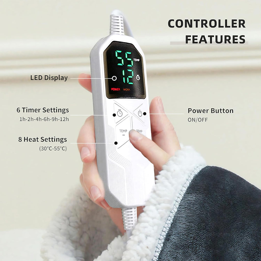 Wearable Heated Blanket Portable with Sleeves &amp; Foot Pocket - Electric Snuggle Throw Blanket, 8 Heat Settings, 1-12H Auto Shut-Off, 50"x70"+14" Electric Blanket, for Her/Him/Family