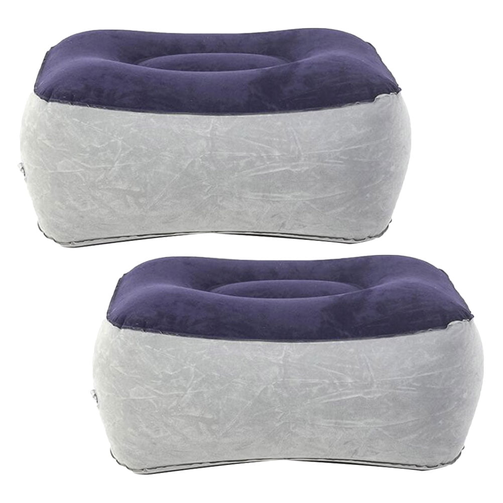 2pcs Inflatable Travel Foot Rest Adjustable Flocking Pillow Portable Soft Leg Cushion for Office Desk Car Chair Airplane